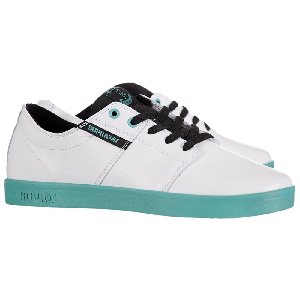 Baskets Basses Supra Stacks Blanche White/Teal Homme | WMF-98681103